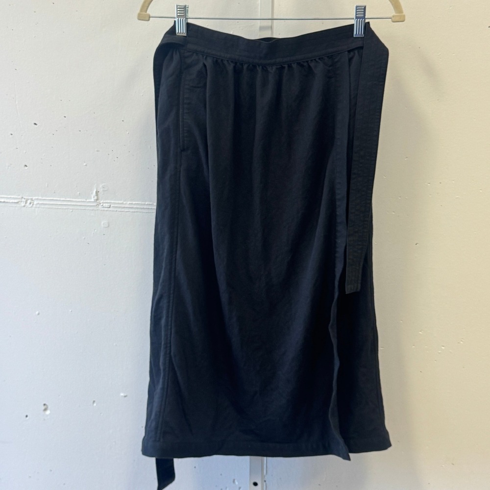 Uniqlo U Christophe Lemaire Black Wrap Midi Skirt Side Tie Minimalist Sz 0 XS